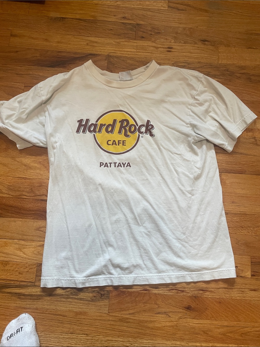 Hard Rock Cafe Cream Short Sleeve Logo Tee - Pattaya